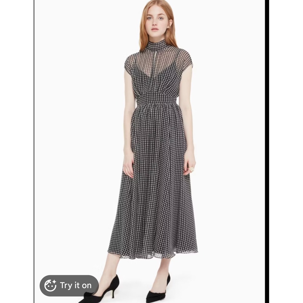 Kate Spade Houndstooth Midi Dress Size 10